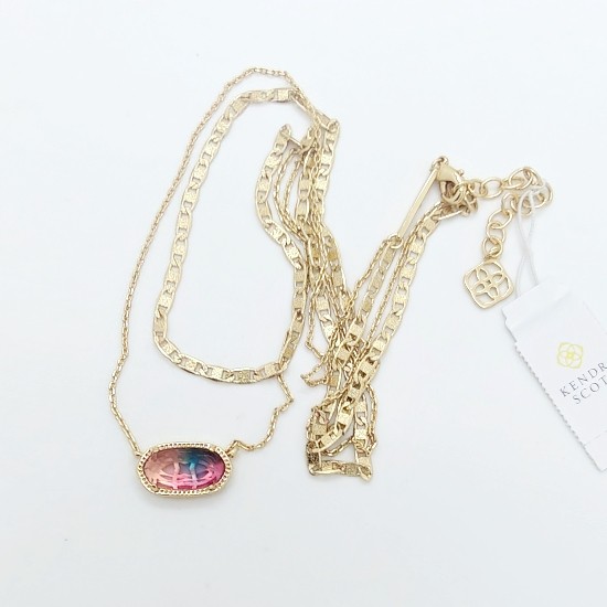 Kendra Scott Elisa Gold Multi Strand Pendant Necklace In watercolor