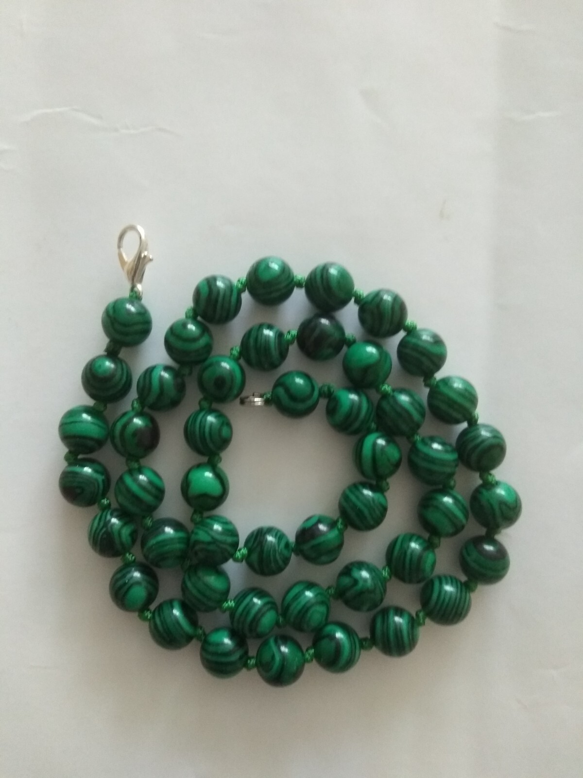 8mm Natural green Malachite gemstone beads necklace 16.5″-UK seller 529-1
