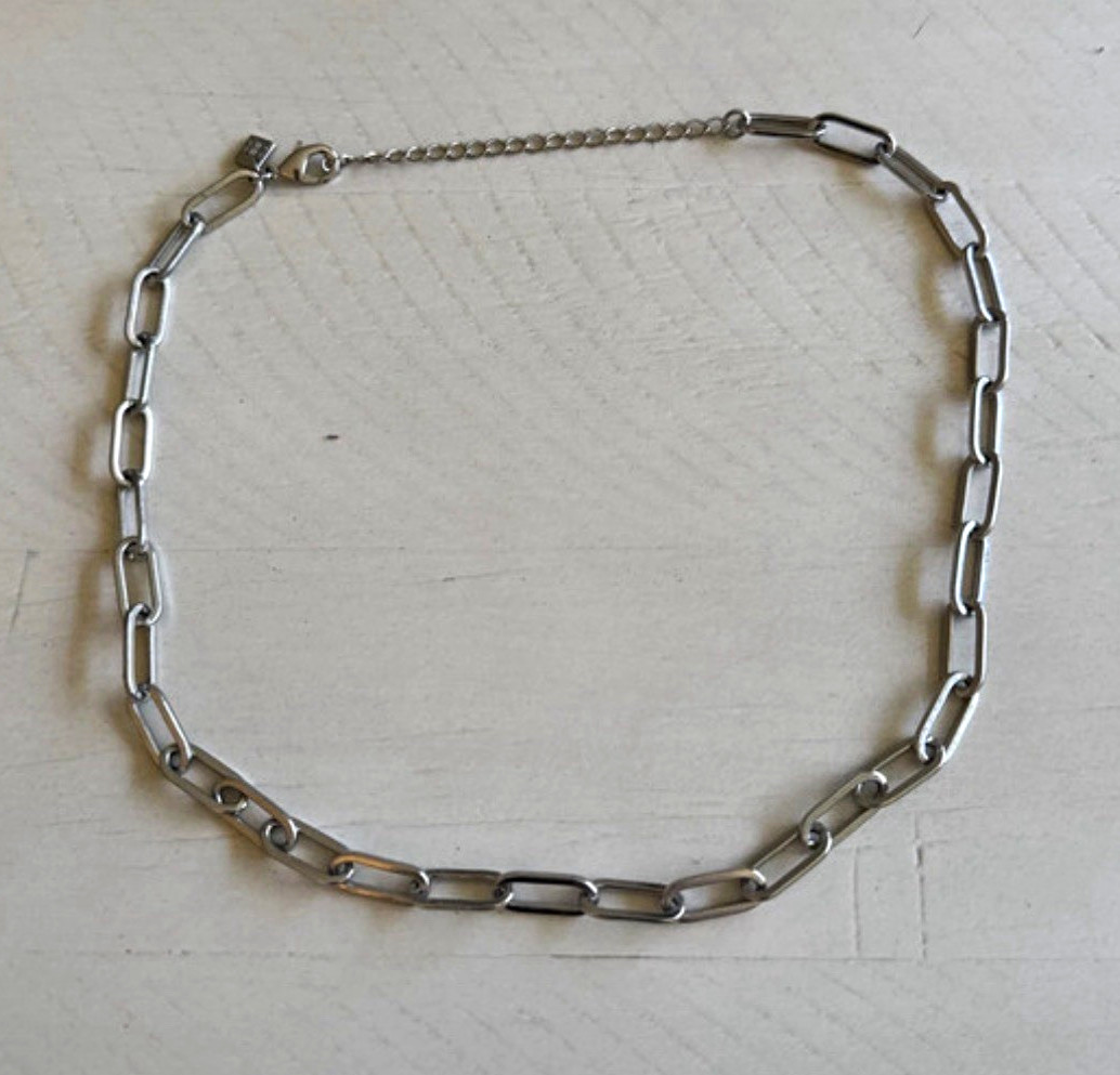 Banana rep. Stainless steel bar Link Chain Necklace, Adjustable, Lobster Clasp
