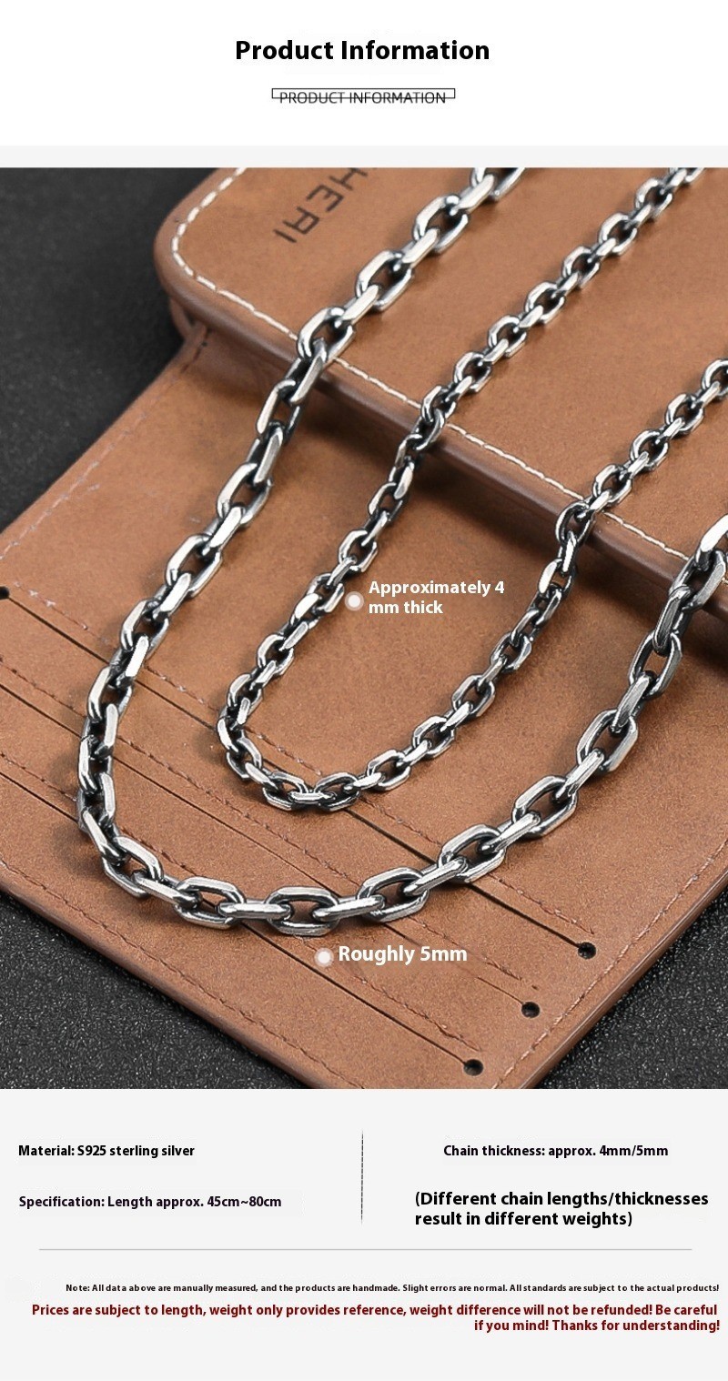 Artisan Cable Link Chain S925 Sterling Silver Heavyweight Men & Women Necklace
