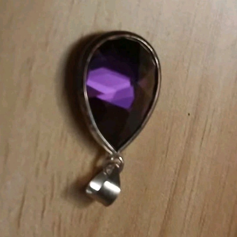 Simulated Purple Diamond Sterling Silver Pendant Charm