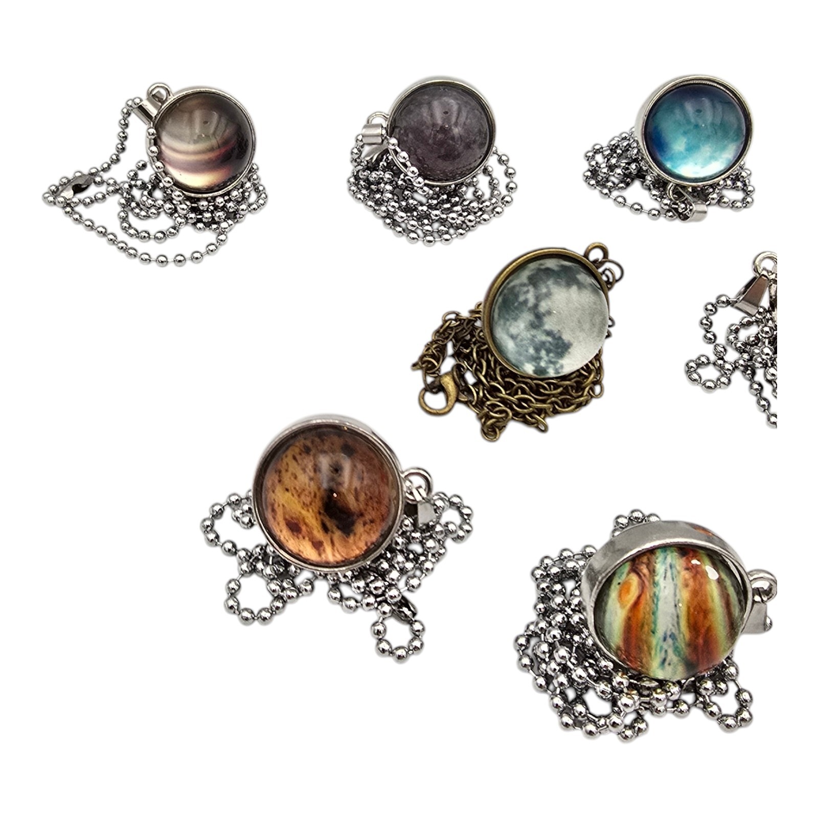 Solar System Planet Necklace Glass Dome Pendant Galaxy Astronomy Moon Science