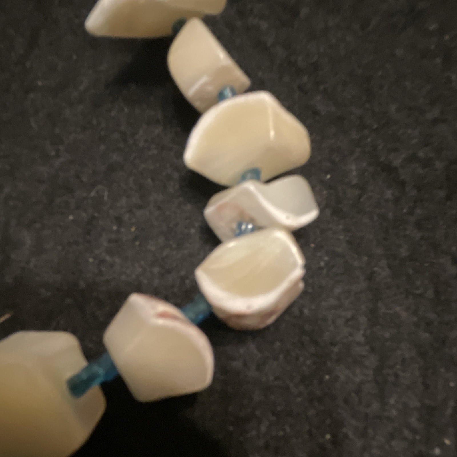 White Chunky Bone/Shell Chip Necklace Beachy 30”