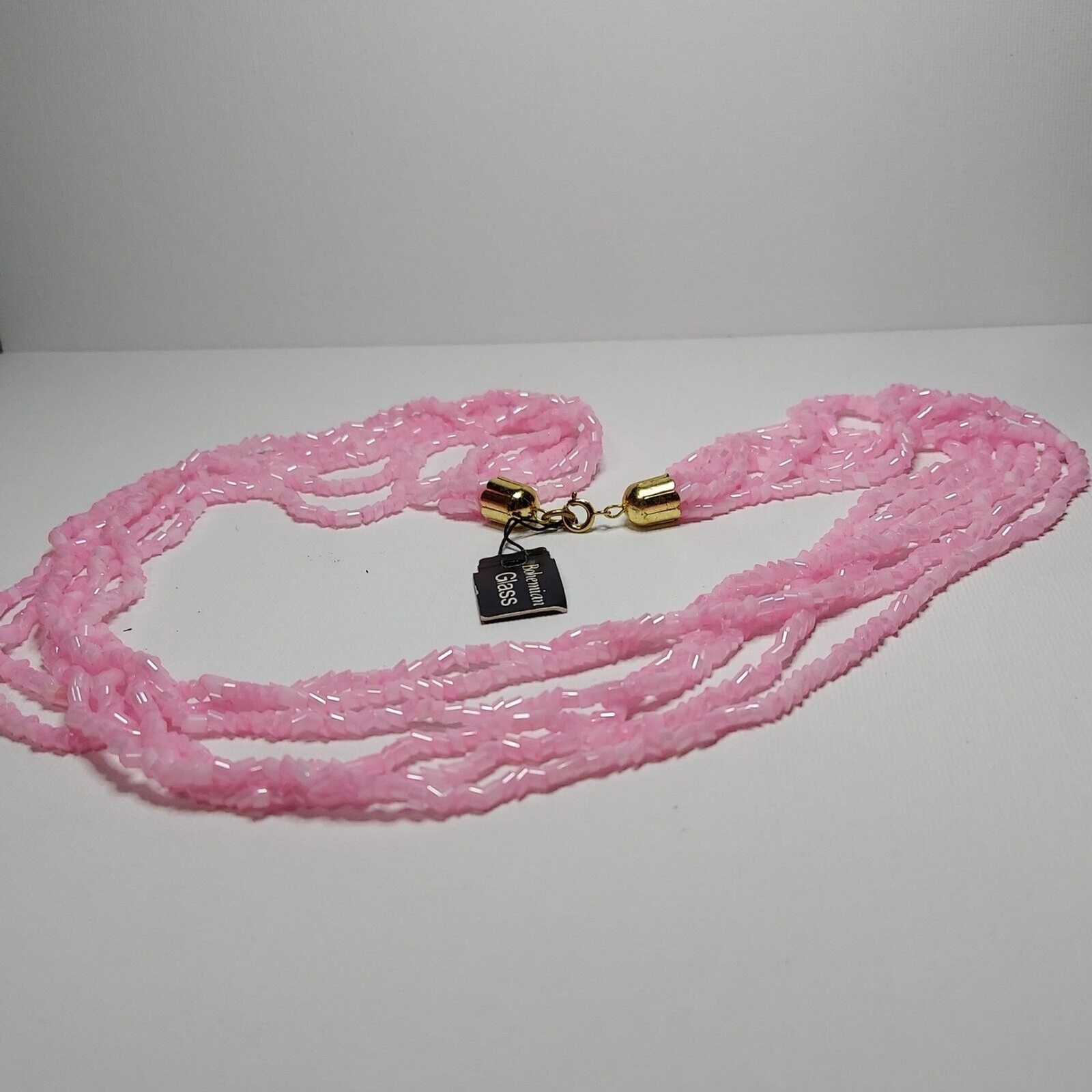 Pink bohemian glass beads 6 strands 24 inches