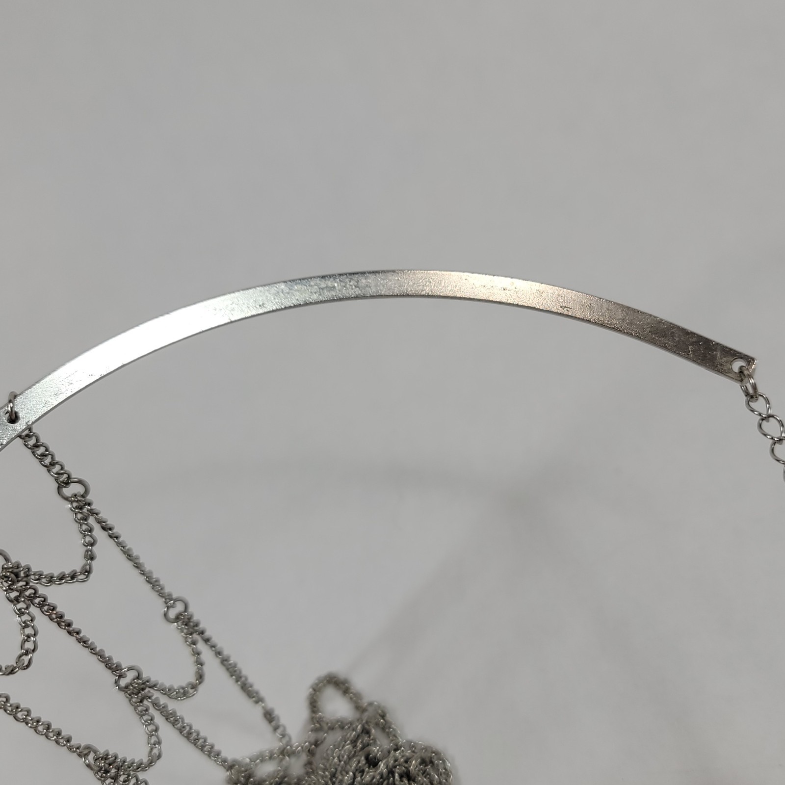 Unique Hoop Collar Chainmail Chainlink Style Silver Tone Metal Necklace Choker