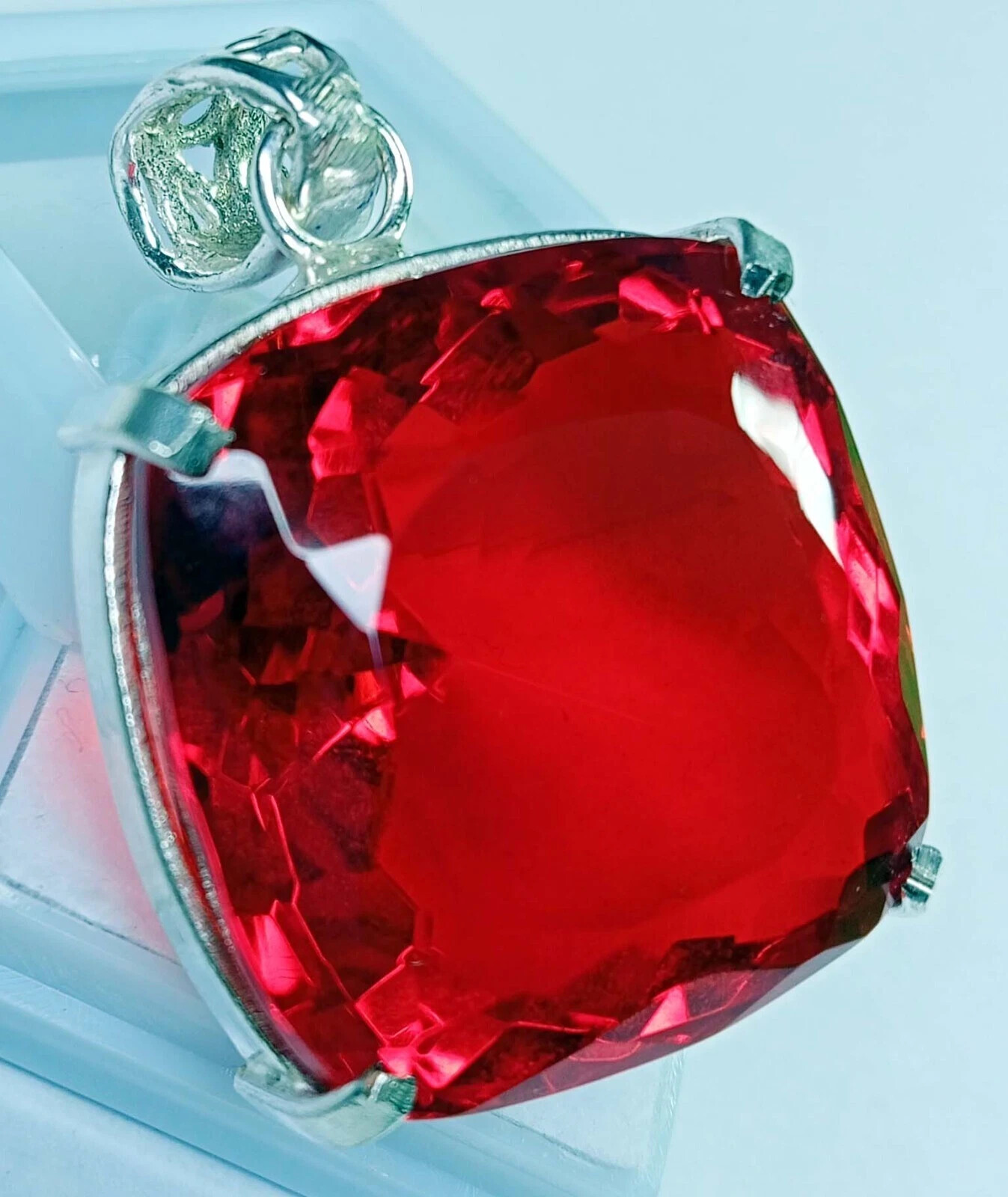 95-96 Ct Red Topaz Pendant Certified Cushion Cut Natural Loose Gemstone PD024