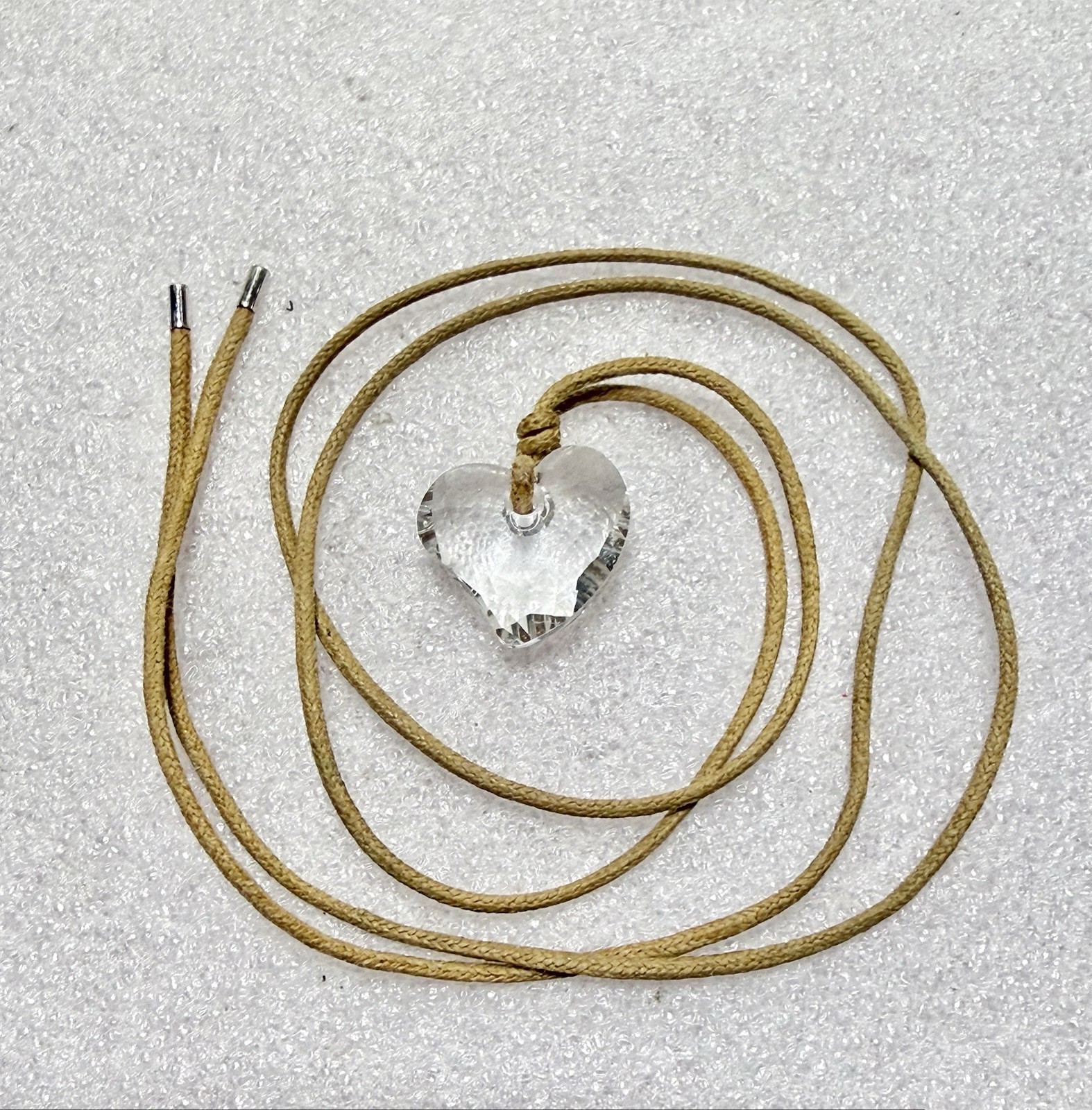 SWAROVSKI Colorless Crystal 3/4” Stylized Heart On Adjustable Cord 22” Necklace