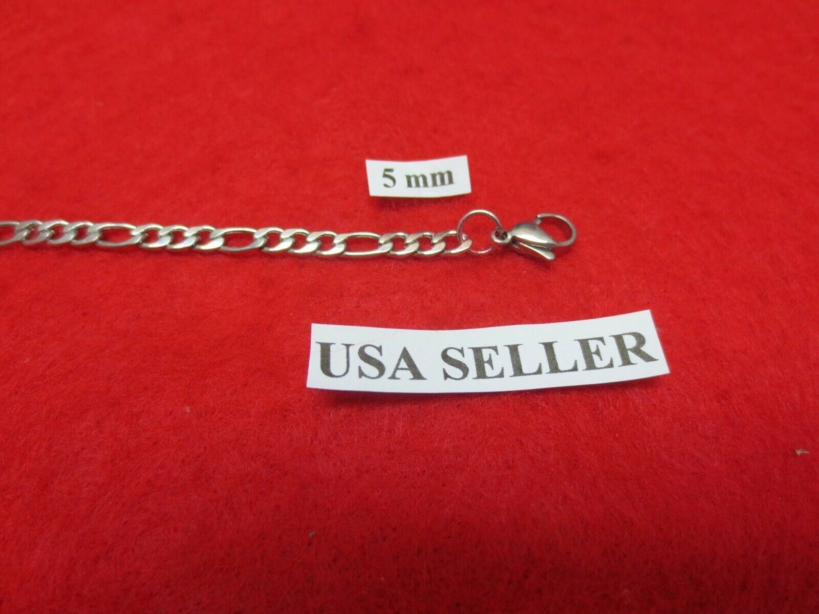 18″ Mens,Womens,Boys,Girls,5mm Stainless Steel Silver Figaro Rope Chain Necklace