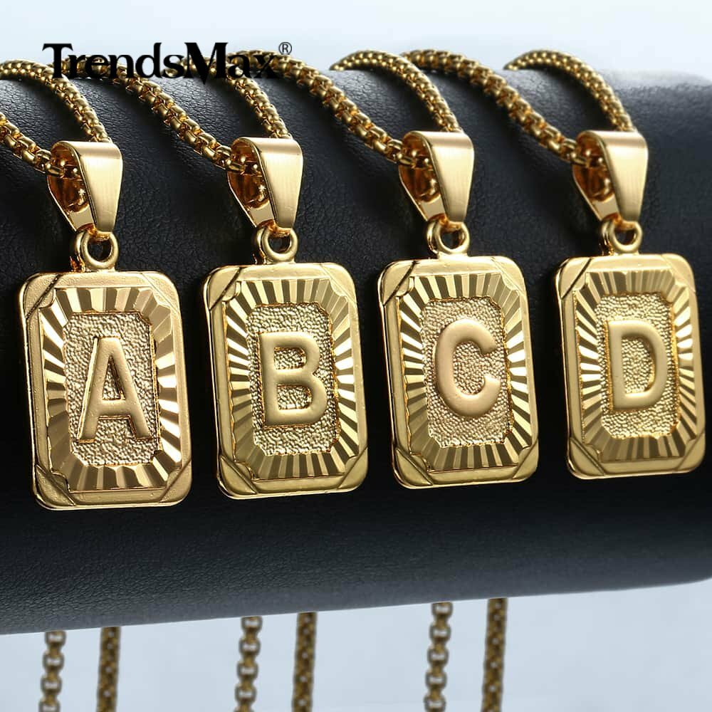 26 Letters Initial A-Z Necklace 14k Gold Plated Pendant Box Chain Choker 16-30″