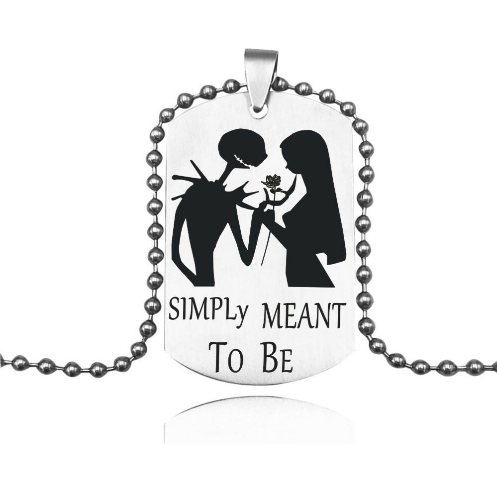 “SIMPLY MEANT To Be” Nightmare before Christmas Jack & Sally Pendent Necklace