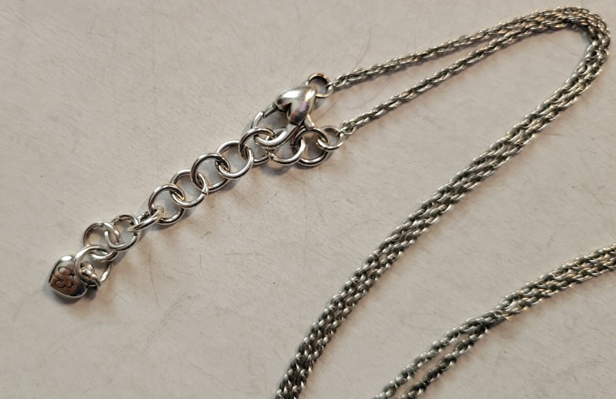 Brighton ALCAZAR HEART Silver Large Thick Open Heart Crystal Long Necklace, NWOT