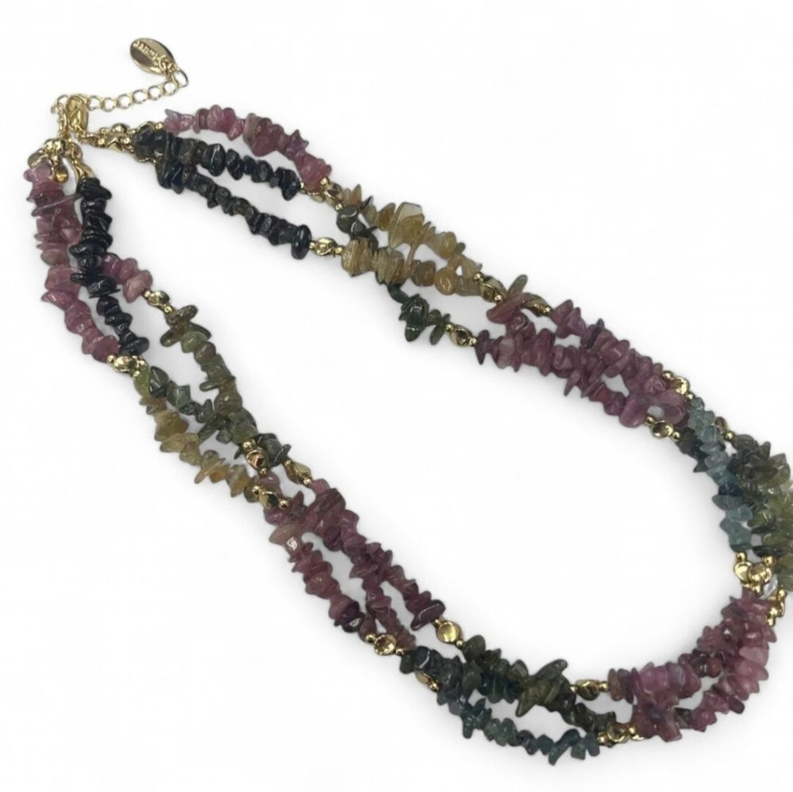 Stauer Rainbow Tourmaline Chip MultiStrand Necklace Bracelet Earrings Set