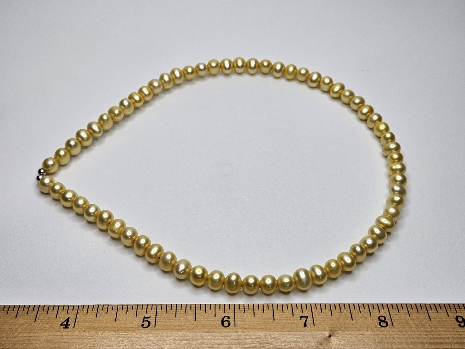 Yellow 6.5-7.5mm Freshwater Pearl Memory Wire 15.5in Choker Necklace