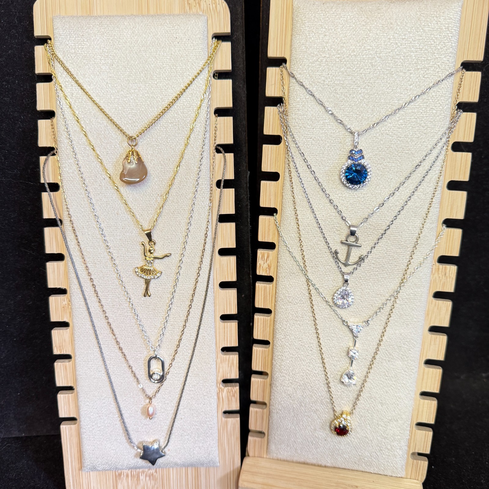 Lot of 10 Fine Chain Necklaces with Pendants, Various Styles & Lengths Necklaces
