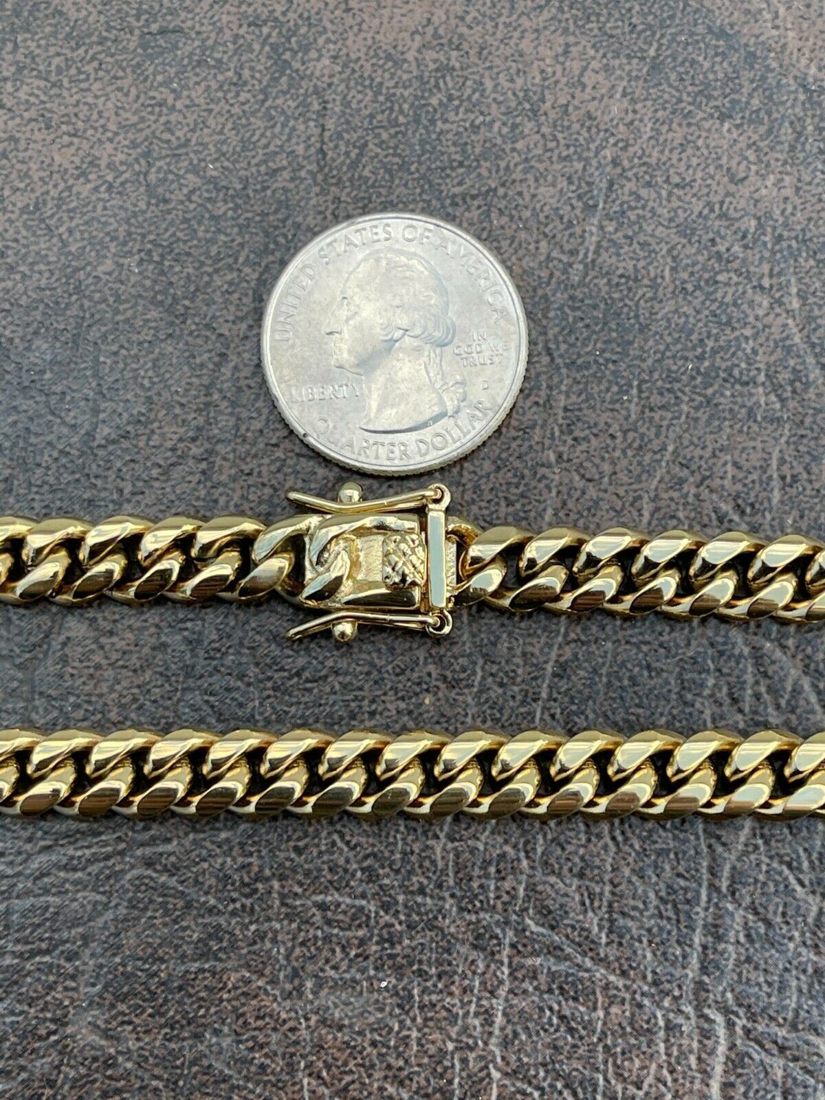 Miami Cuban CHOKER Chain 14k Gold Plated Stainless Steel Mens Boys Necklace 18″