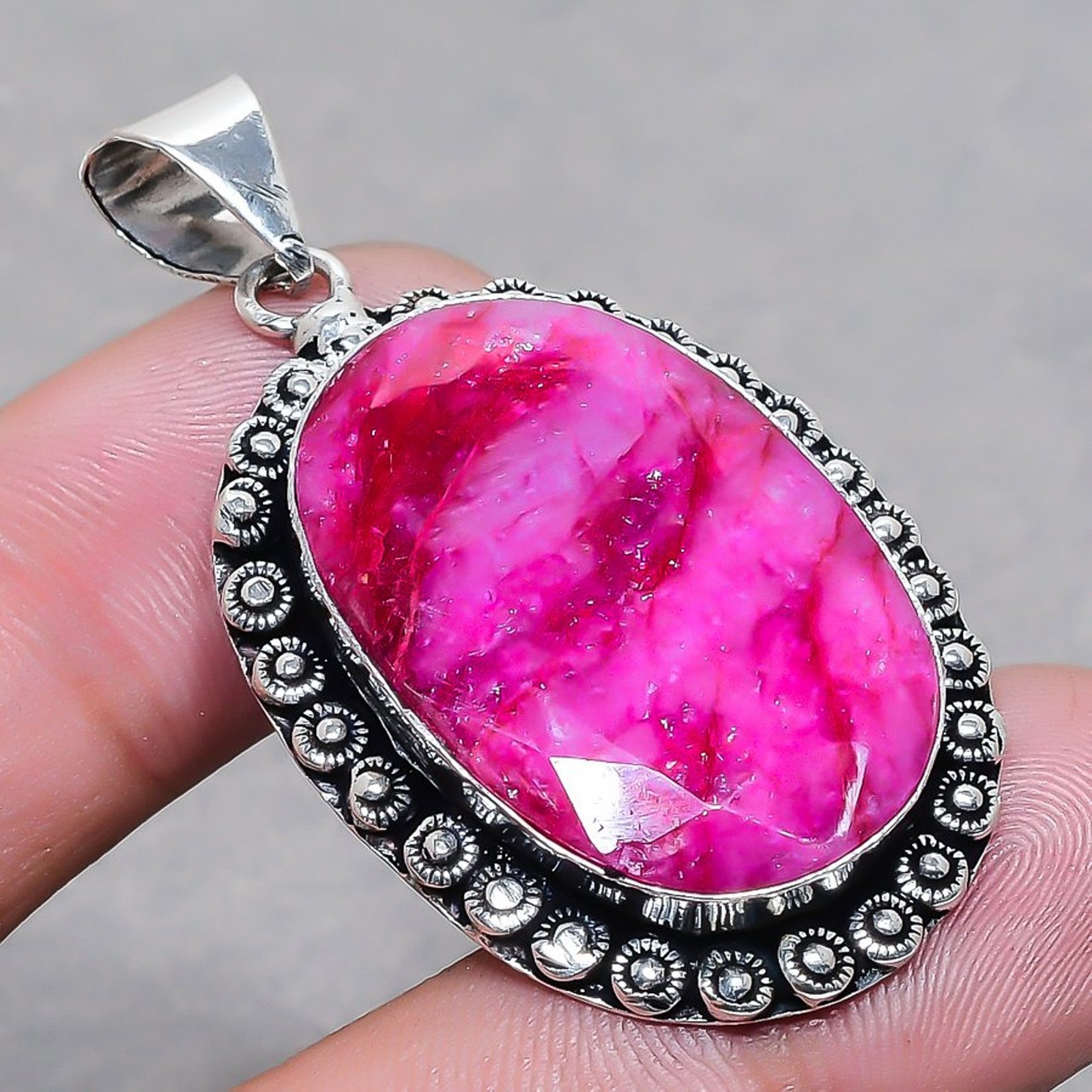 Faceted Kashmir Rubi Pear Shape Gemstone Handmade Jewelry Pendant 2.6″ FP 3071