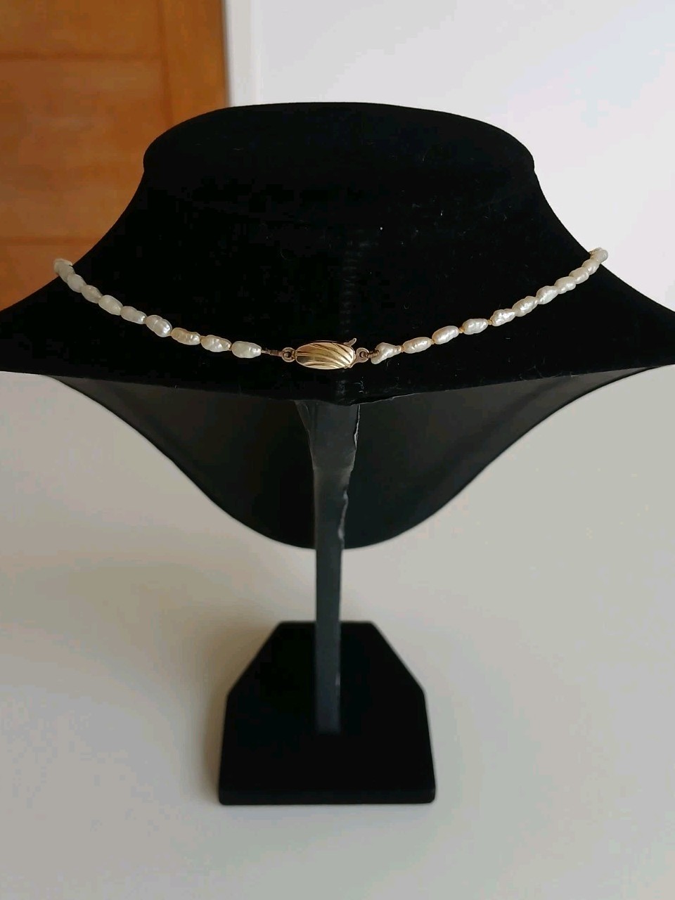 GOLD PLATED STERLING SILVER & WHITE SEED PEARL NECKLACE -HALLMARKED JKa -18 INCH