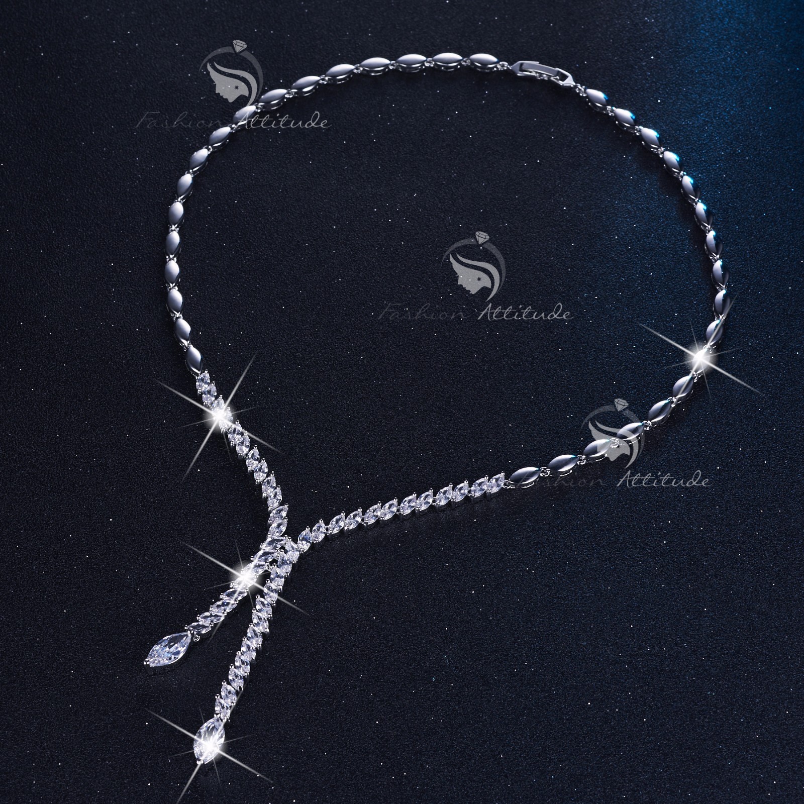 18k white gold filled made with crystal earrings necklace party wedding set