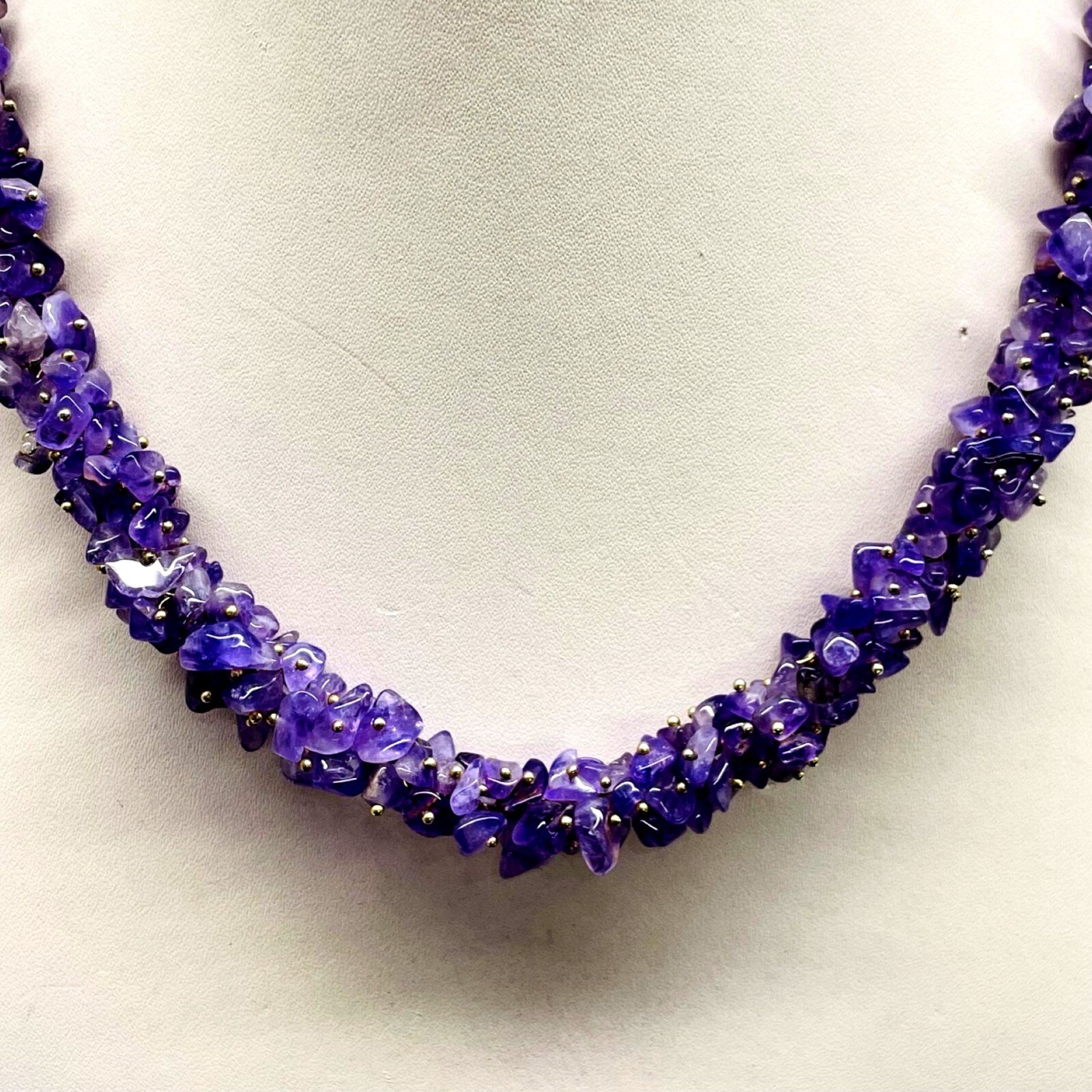 Natural Purple Amethyst Boutique Designer Handmade Beaded Necklace 18 Inches