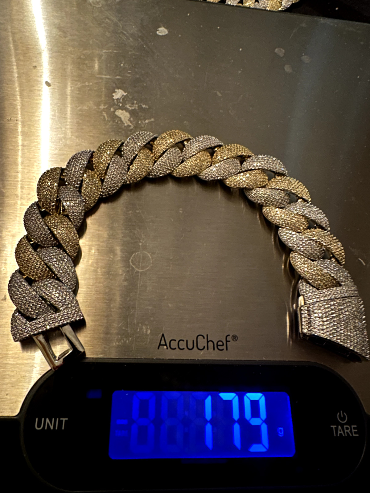 XXL 14k STAMPED Cuban Miami 24mm 68ctw Lab Sim Diamond 2-TONE Gold Bracelet 156g