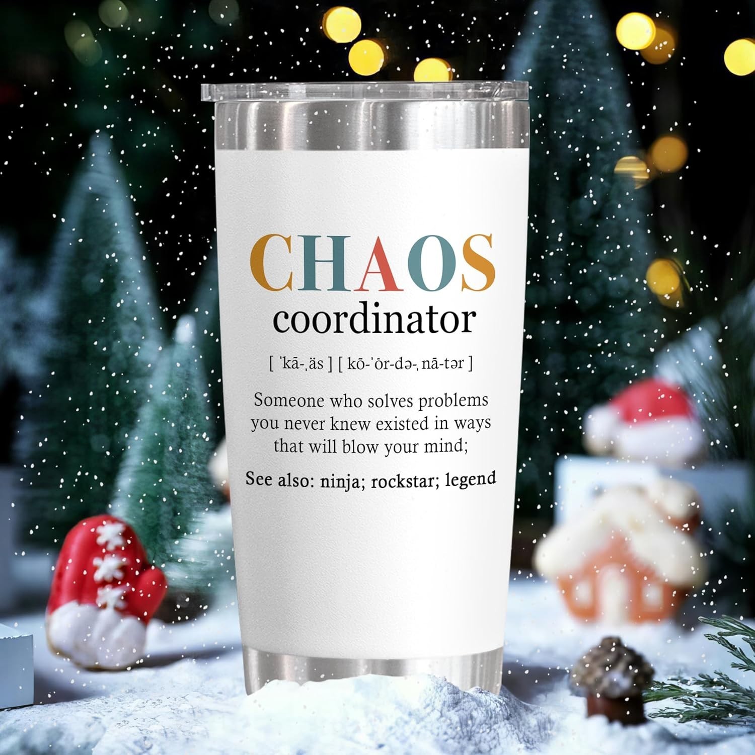 Insulated 20oz Chaos Tumbler – Stylish Christmas Gift for Coworkers & Friends