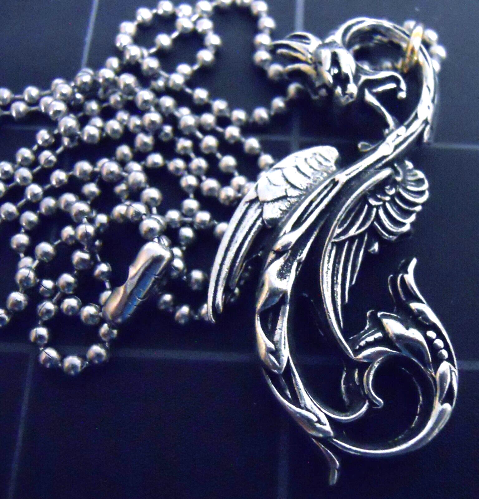 DRAGON OF THE MOON Pendant Stainless Ball Chain New Gothic Necklace