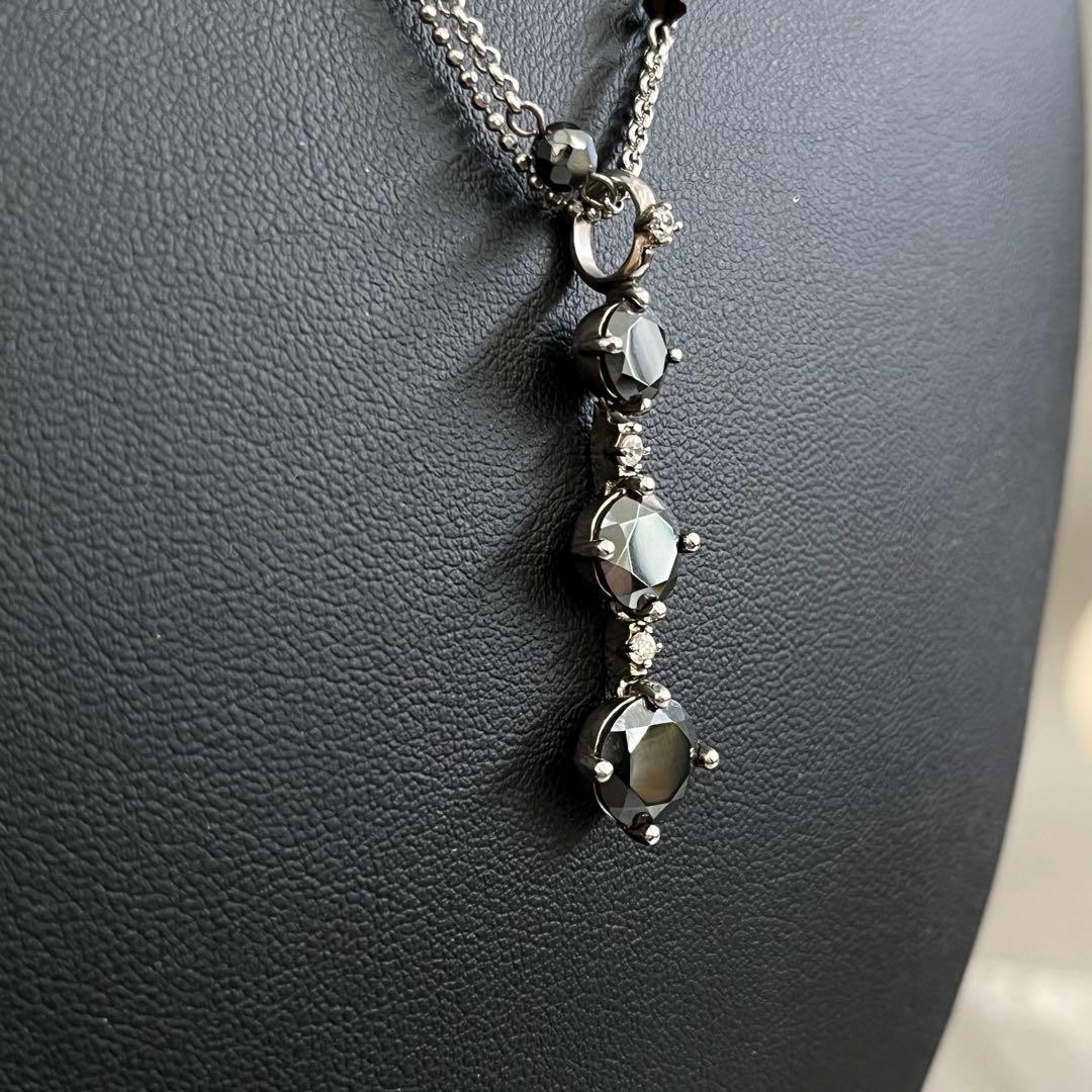 H SILVER 925 Black Onyx Necklace 46 10.2