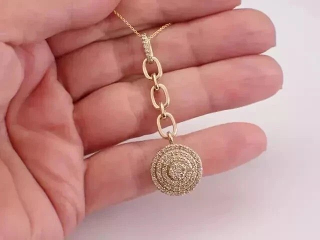 2Ct Round Cut Simulated Diamond Pretty Halo Charm Pendant 14K Yellow Gold Plated