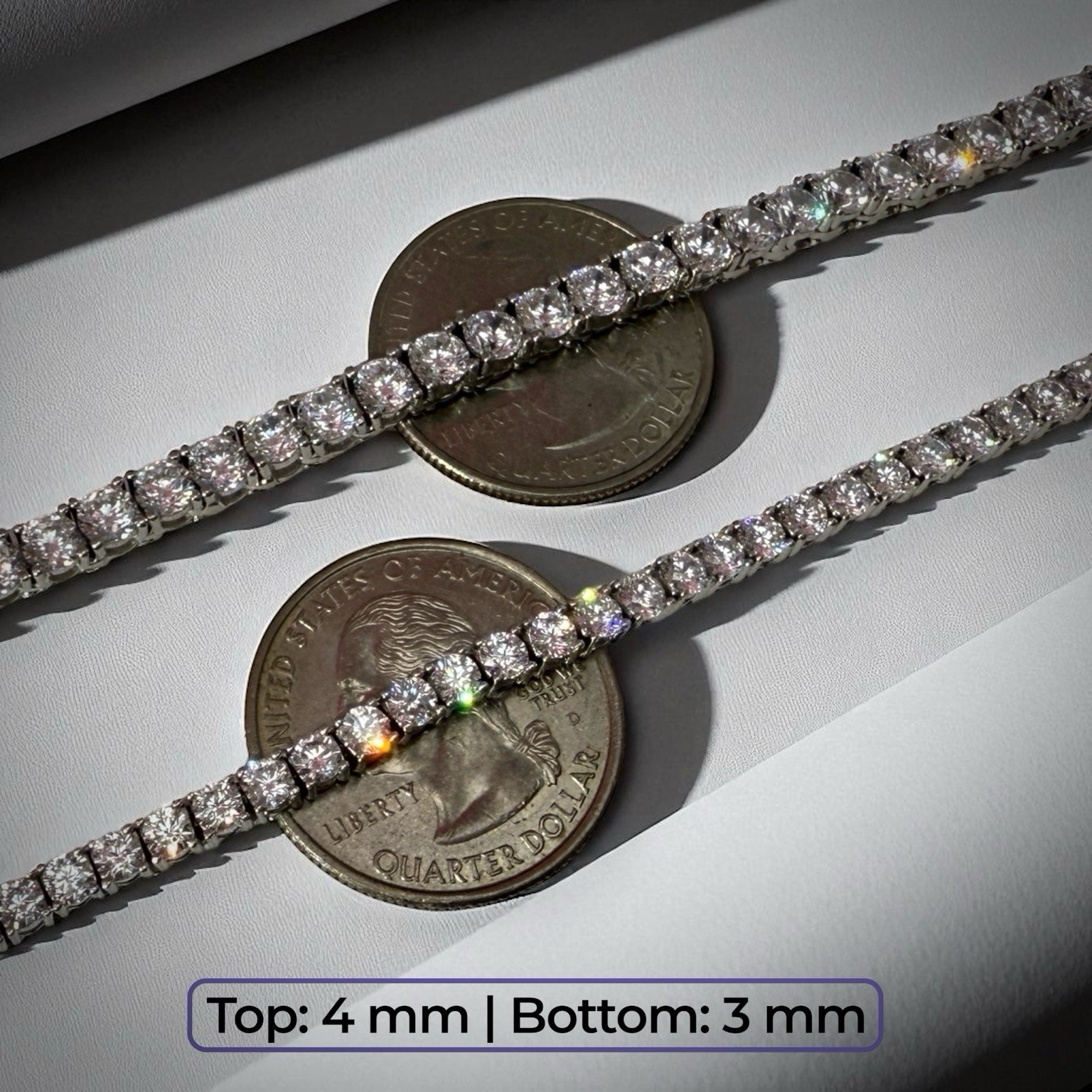 Solid 925 Sterling Silver 3mm-4mm 16”/18”/20” Iced CZ Hip Hop Tennis Necklace