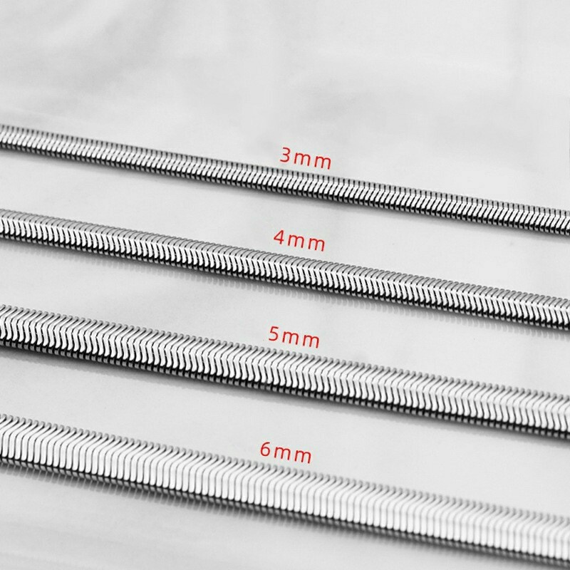 1.6-8mm Stainless Steel Flat Snake Chain Necklace Women Men Link Jewelry 18-36”