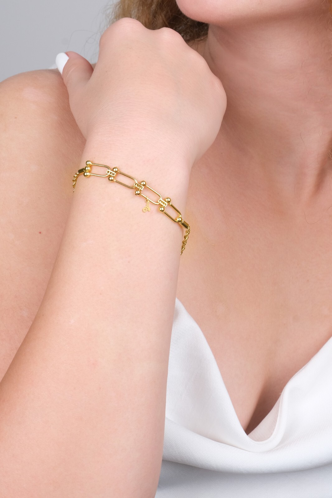 Solid Gold Initial Charm in 10k or 14k, Tiny Letter Charm for Bracelet