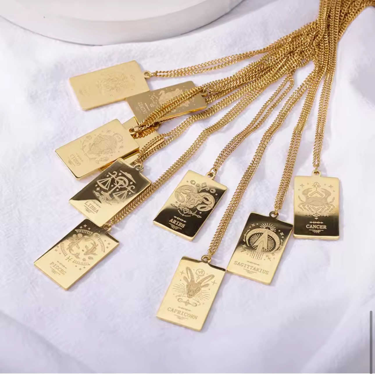 Horoscope 12 Zodiac Signs Necklace Pendant in Gold or Silver Astrological Gift