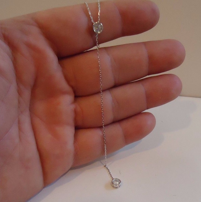 925 STERLING SILVER SINGLE STONE NECKLACE PENDANT W/ 1.50 CT LAB DIAMONDS