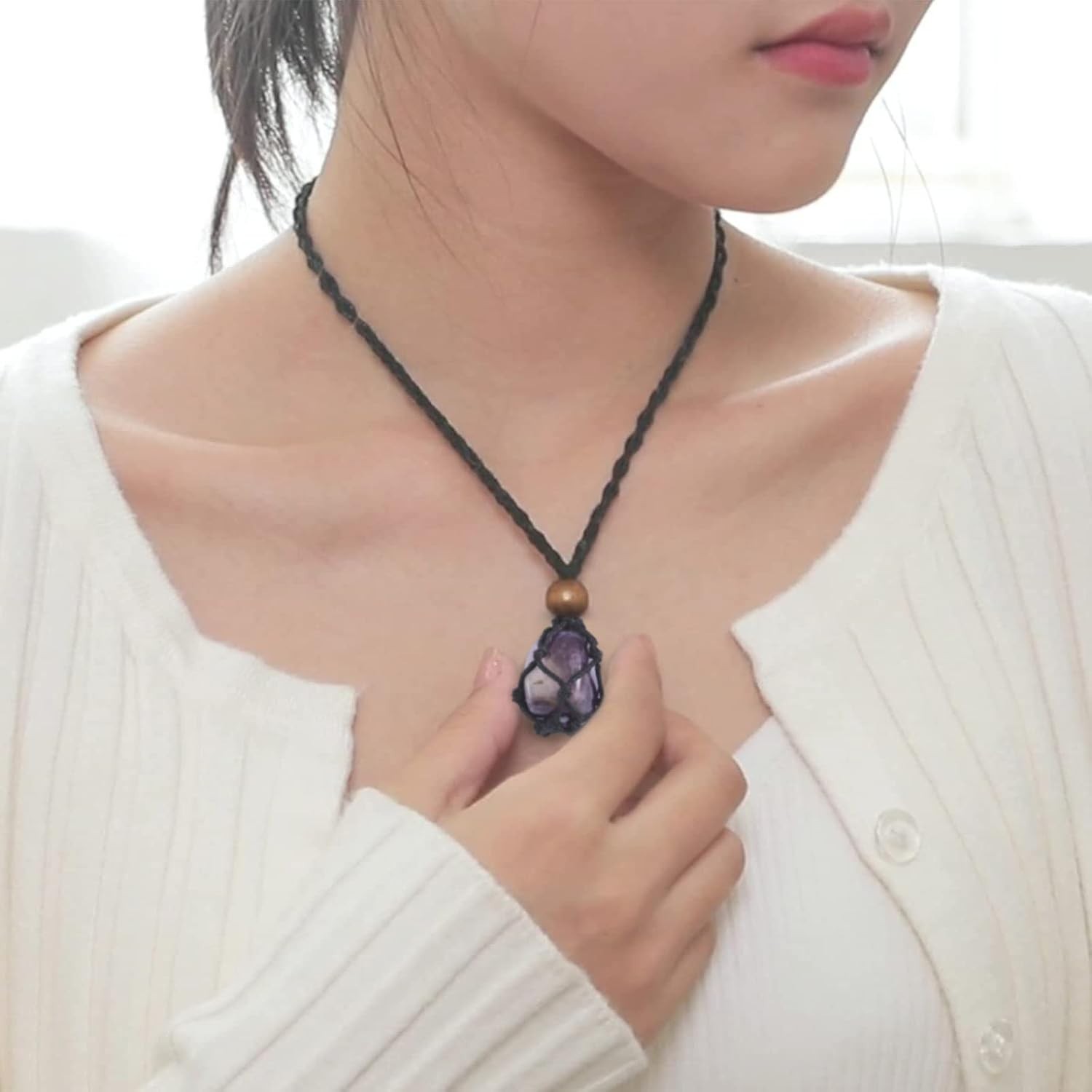 Boho 7 Chakra Stones Crystal Necklace – Adjustable Cord for Energy and Balance