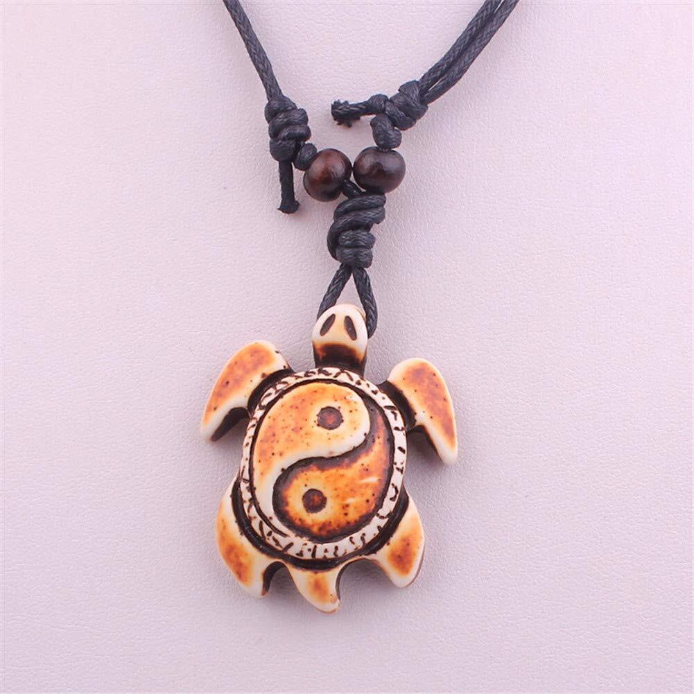 Unisex Adults Tai Chi Yin Yang Turtle Necklace Black and White, 16 Inches