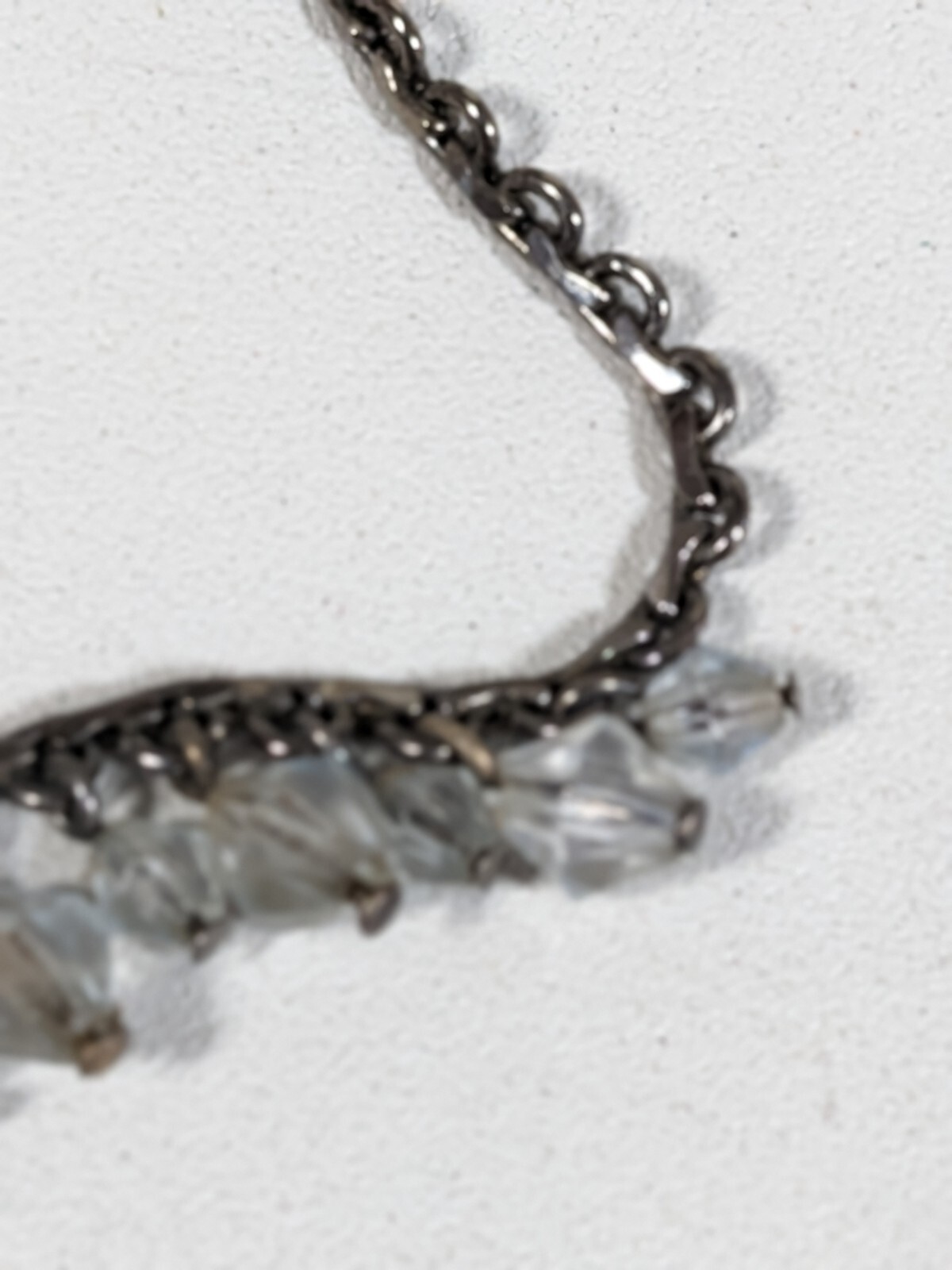 Gunmetal Gray Acrylic Round Charm Bead Choker Necklace 15 in