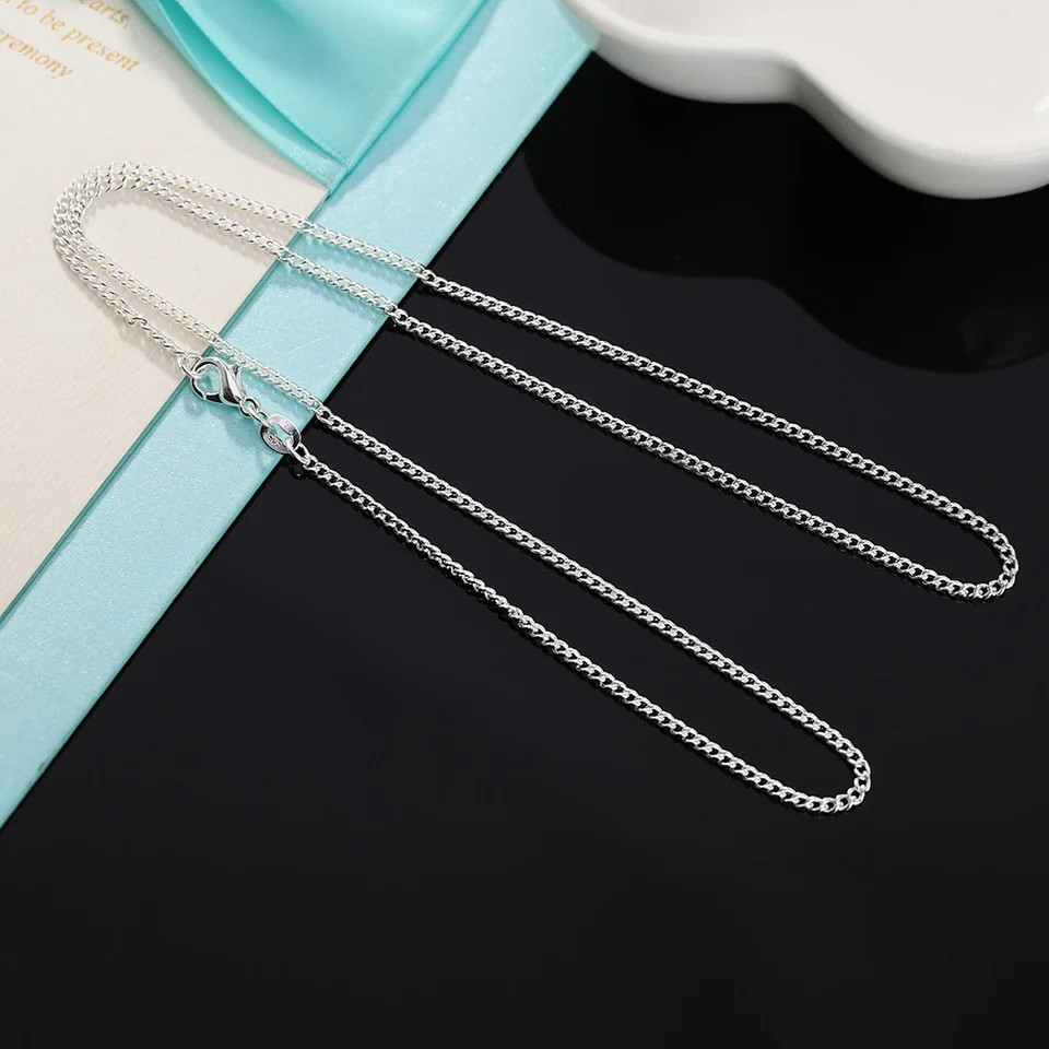 Link Chain Necklace 925 Sterling Silver 2mm 16-30in Adjustable Men Jewelry