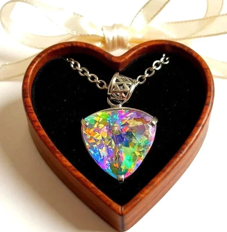 60 CT+ Flawless Rainbow Fire Mystic Topaz 925 Sterling Silver Plated Jewelry