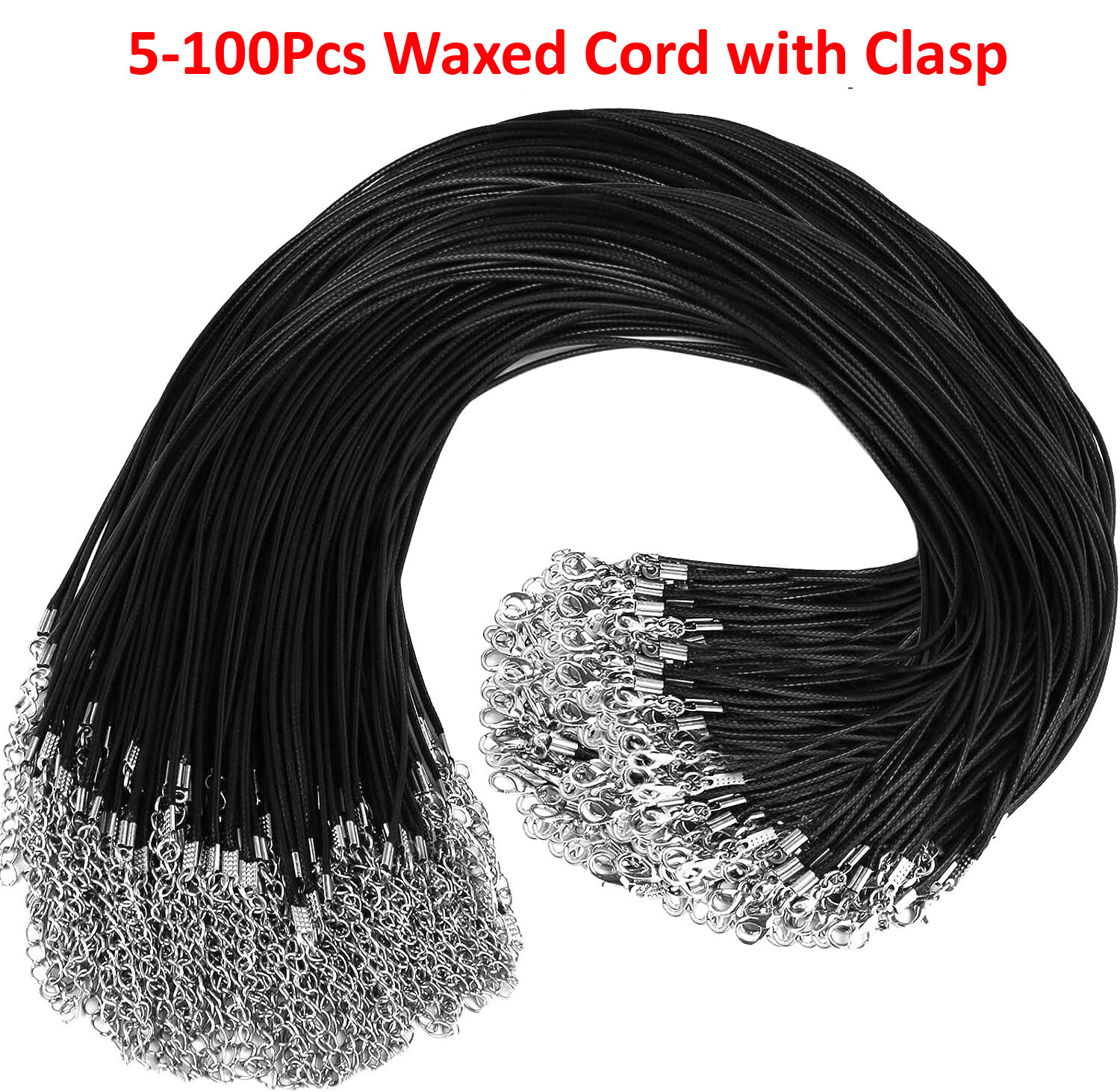 5-100pcs Black Leather Necklace Cord Chain 20″ Braided Rope String for Pendant