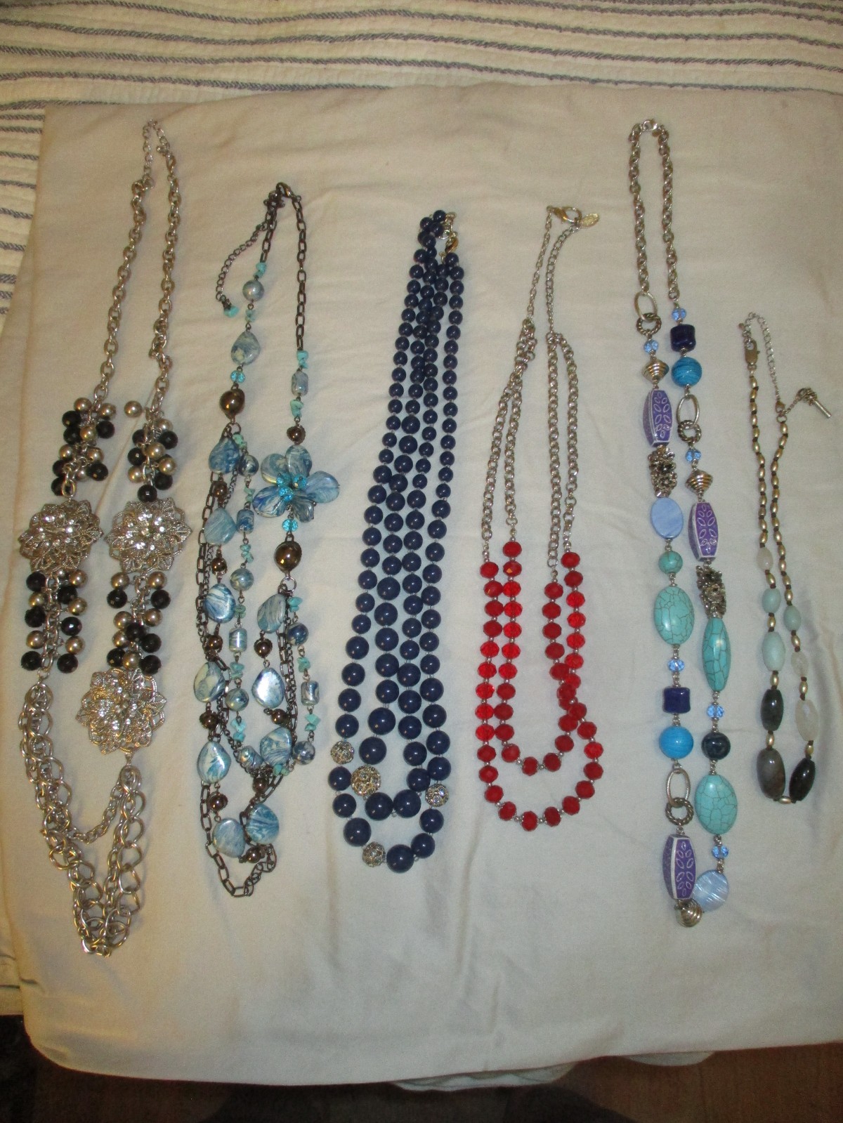 Lot of 6 Necklaces 5 Long 1 Short Various Makers Some Unmarked Nice Quality