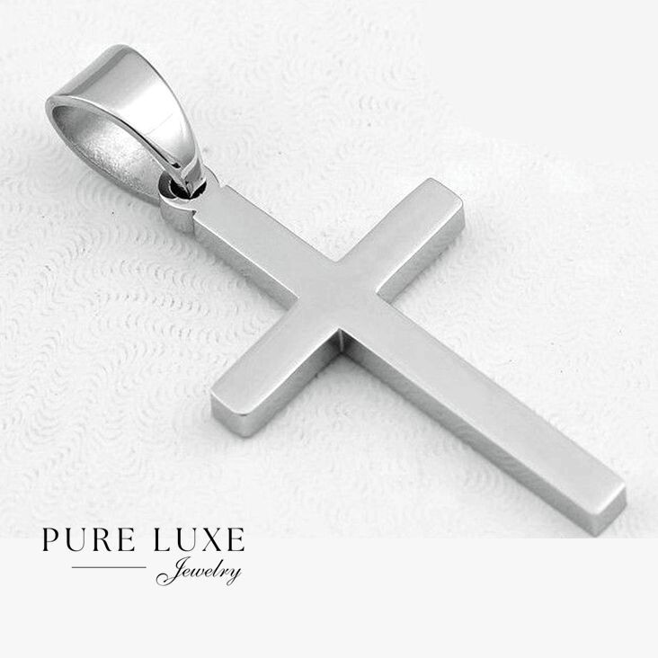 DG Men’s Stainless Steel,CROSS Pendant 24″ Franco Chain Necklace High Polish*Box