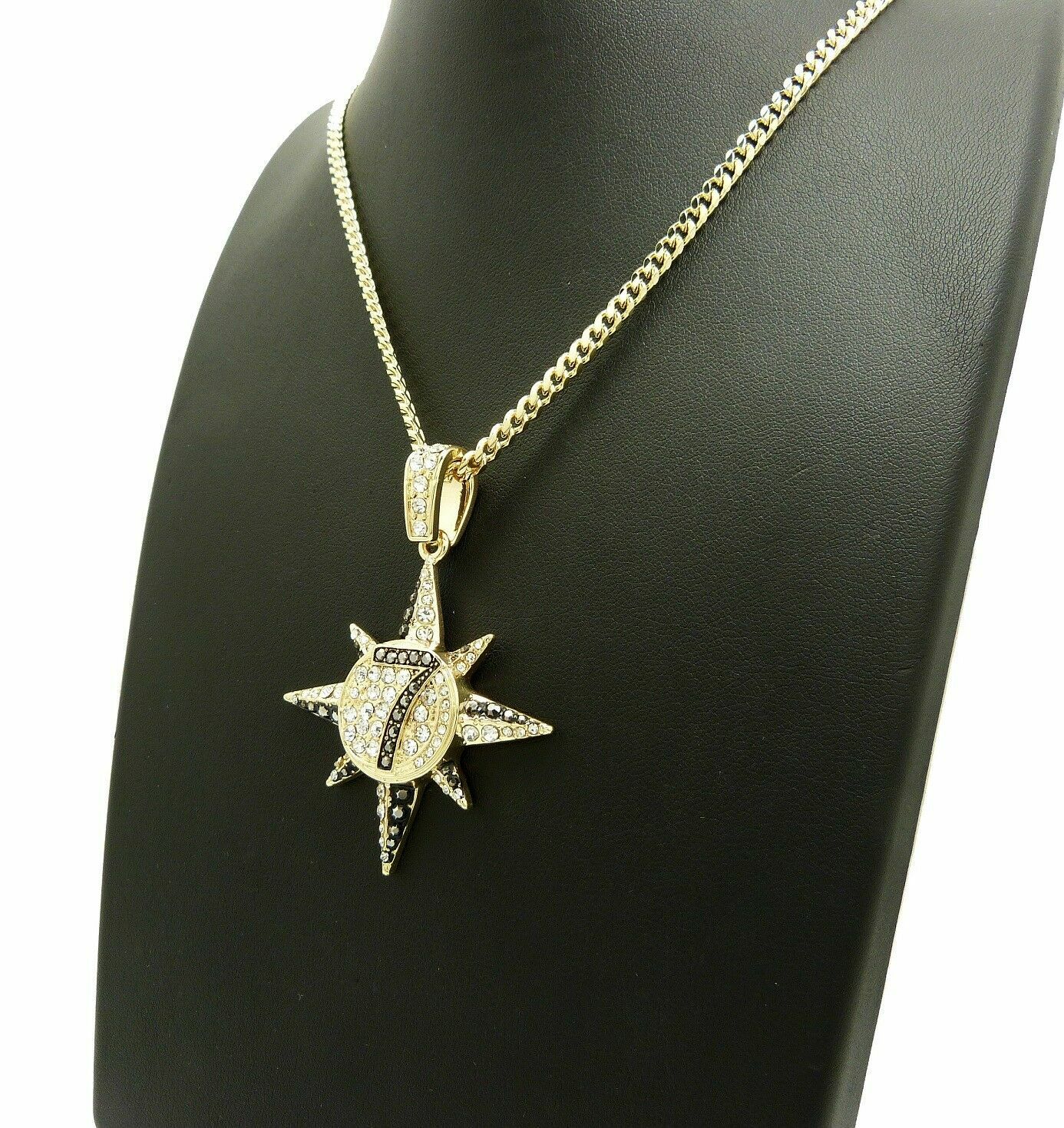 HIP HOP 5 PERCENTER 7 STAR PENDANT & 24″ BOX CUBAN ROPE CHAIN HIP HOP NECKLACE