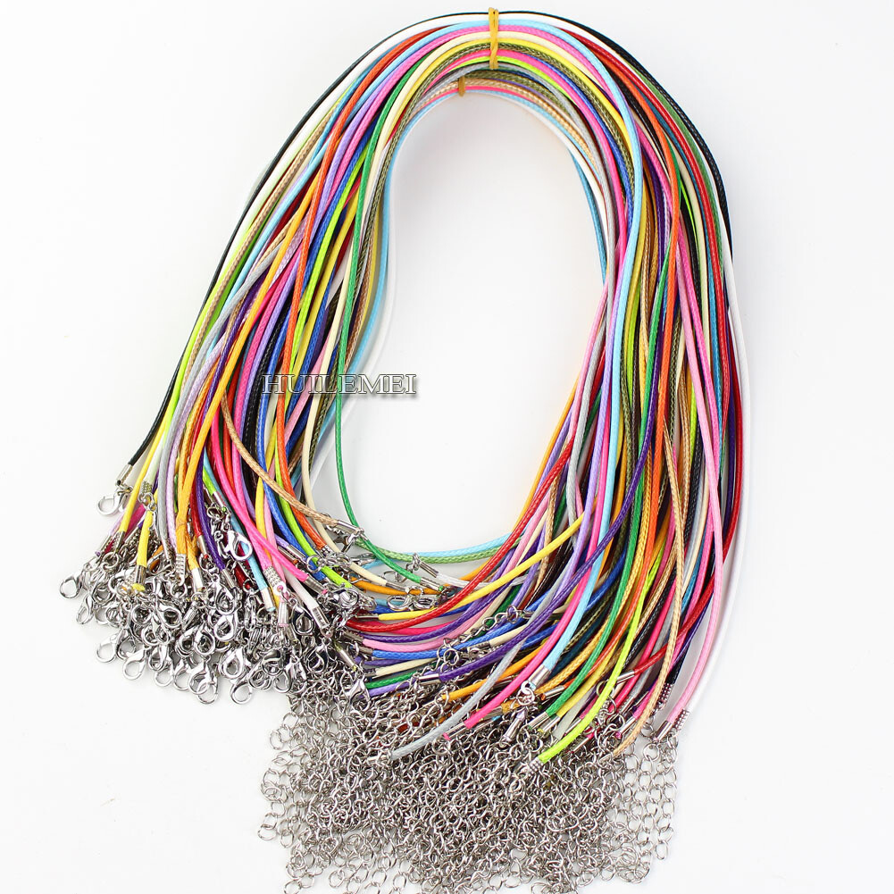 Wholesale 100pcs Waxed Cotton Necklace Cord 1.5mm / 2mm 18″ For Pendant Necklace
