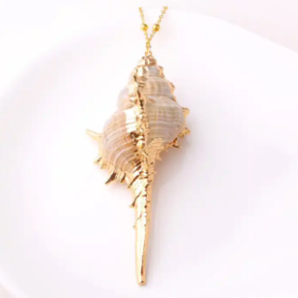 Natural Conch Seashell Necklace Mermaid Jewelry Beach Nautical Gold 1PCS NEW