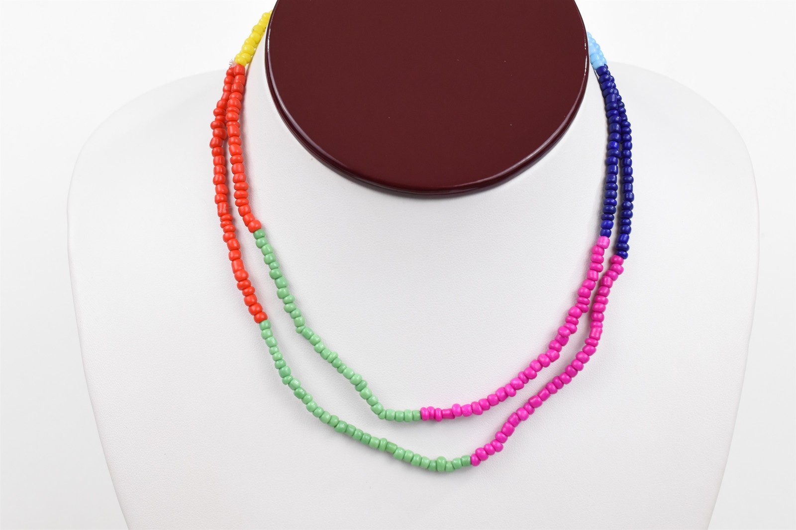 Lot of 7 Handmade Micro Bead Cord Necklaces 30 in Stretch Wrap Bracelet