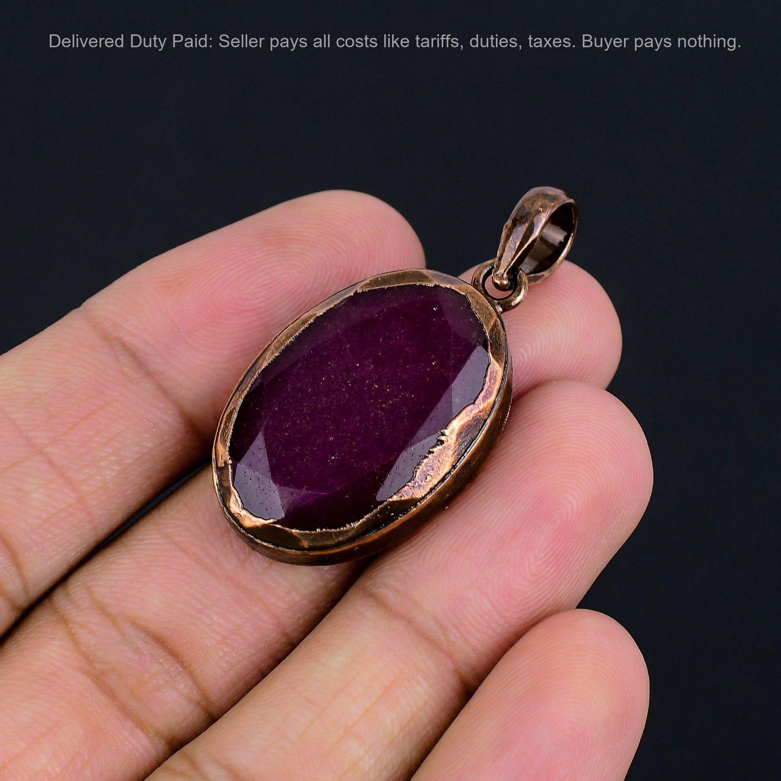 Copper Natural Kashmir Rubi New Electroformed Sister Handcrafted Pendant Jewelry