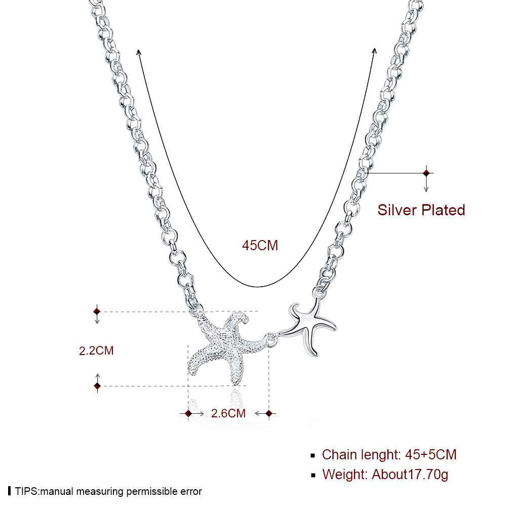 Elegant 925 Sterling Silver Filled SF Sea Stars Pendant Necklace N-A638
