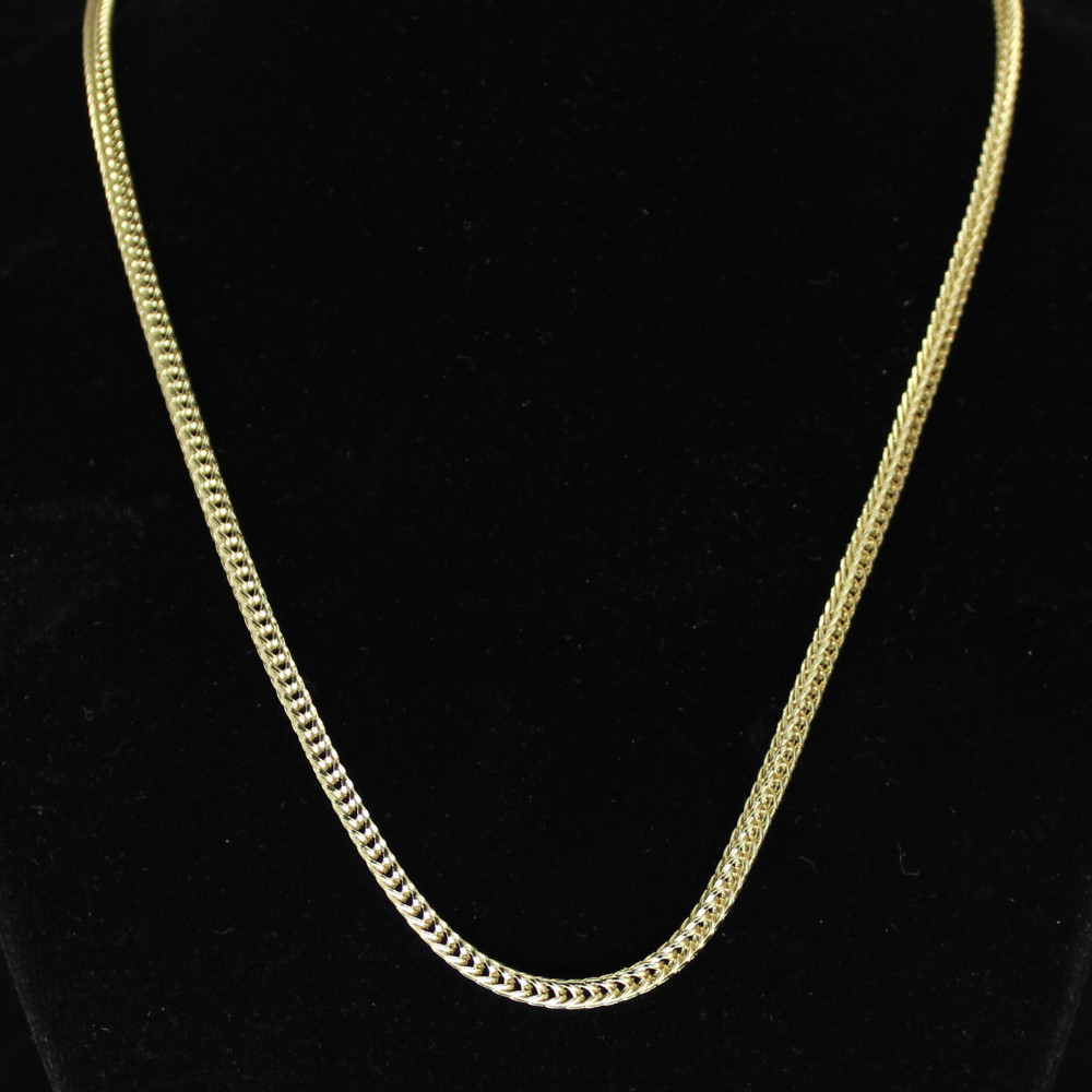 Mens 24″ Franco 3mm 14k Gold Plated Necklace Hip Hop Jewelry High Quality