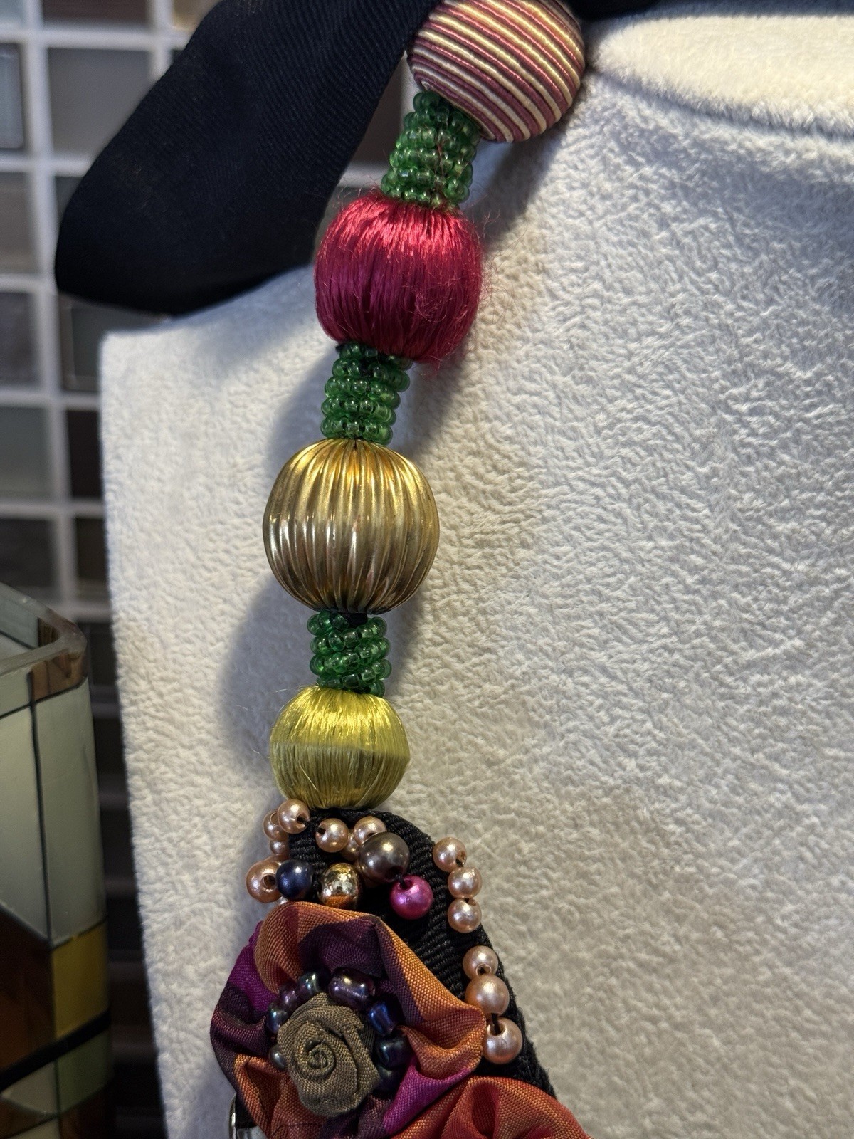 MACKENZIE CHILDS SILK FLORAL NECKLACE