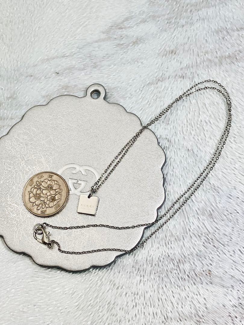 Excellent GUCCI Pendant Top, 925 Sterling Silver + Aftermarket Thin Chain,